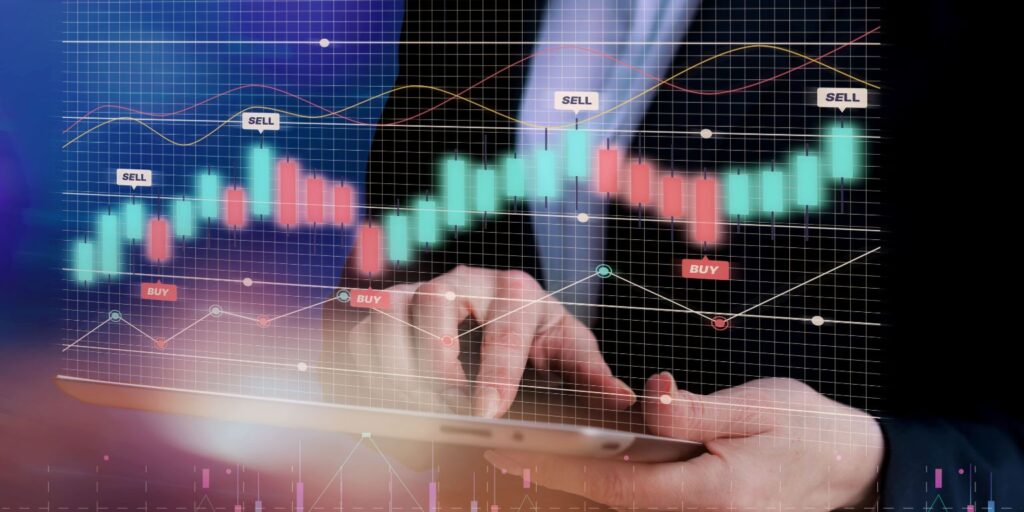 ilustração de gráfico de compra e venda na astron broker